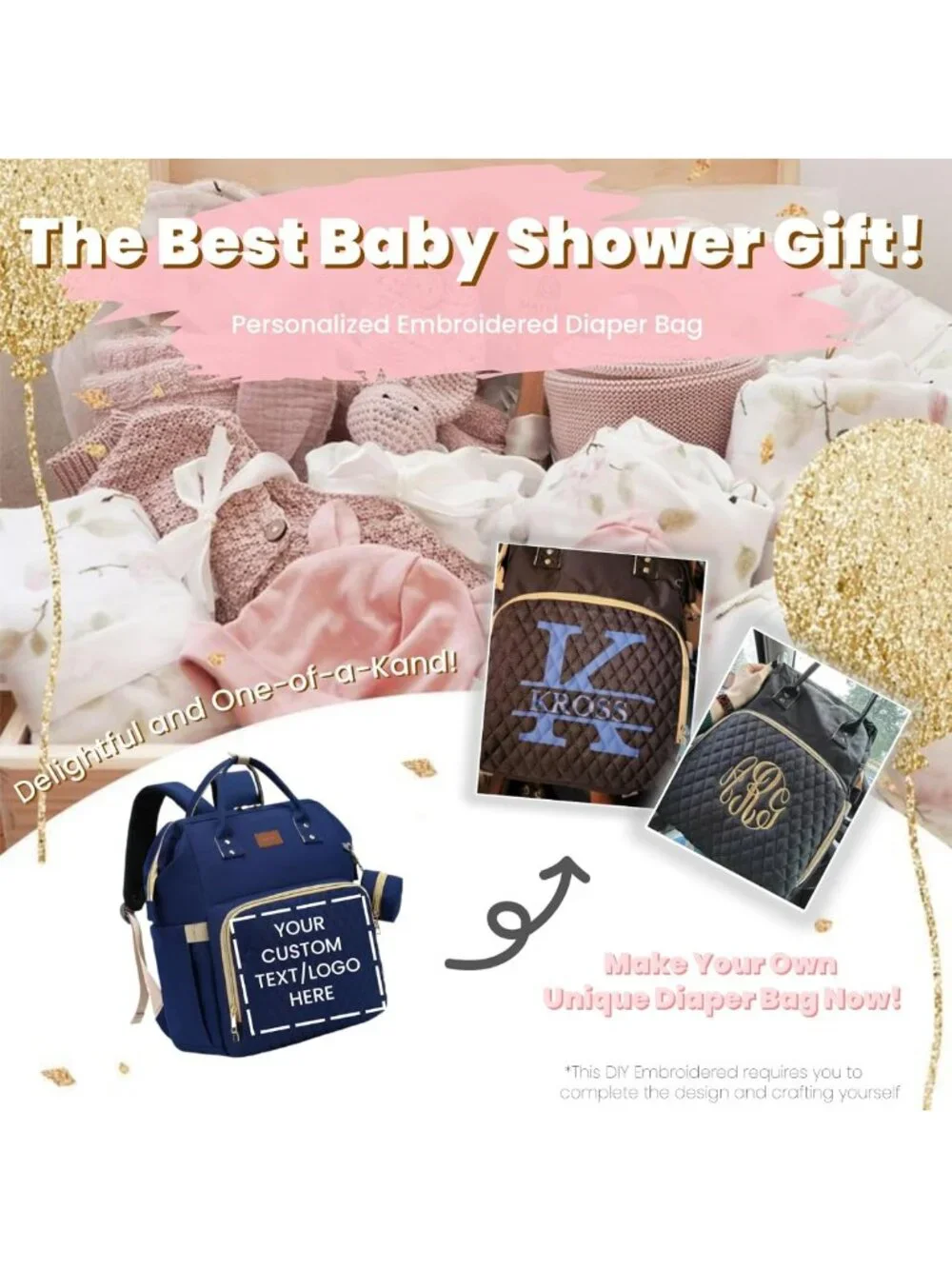 Stylish Waterproof Diaper Bag Backpack with Changing Pad & Pacifier Case - Large